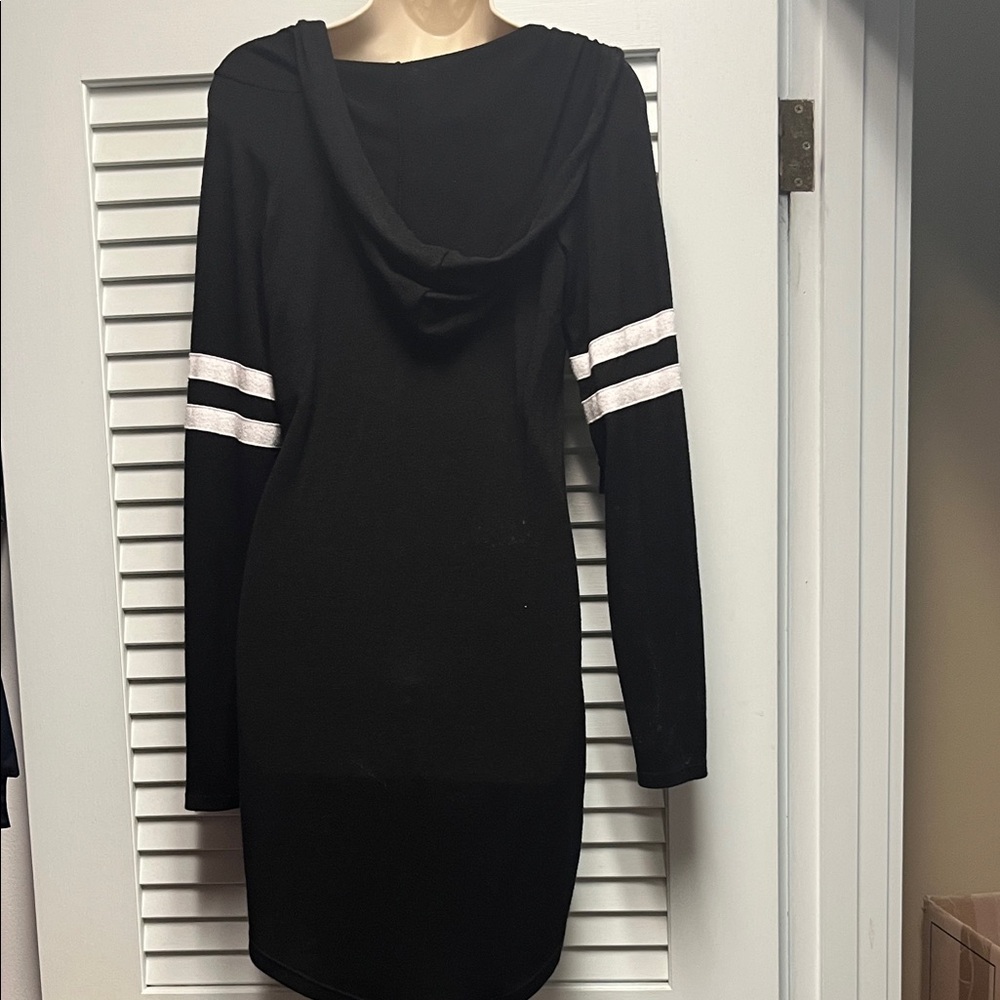 No Boundaries Black Long Sleeve Dress with White Accents - Picture 3 of 3